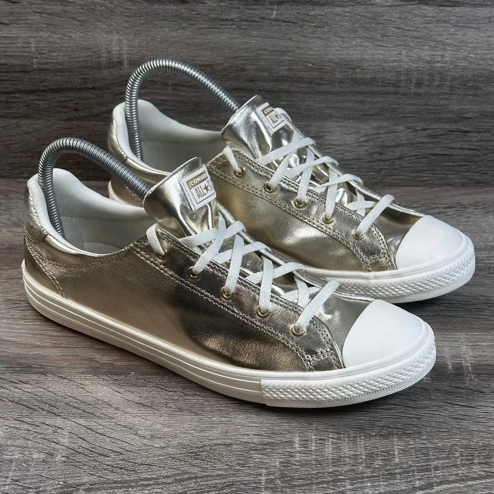 Converse Chuck Taylor All Star Dainty Lucky Ox Sneakers Womens 8.5 Gold NEW